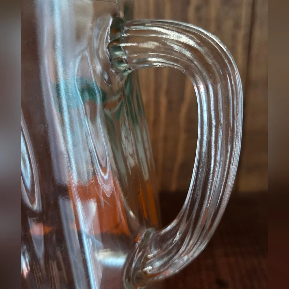 Vintage Mid-Century Glass Orange Juice Small Pitcher w/ Ice Lip 1960s